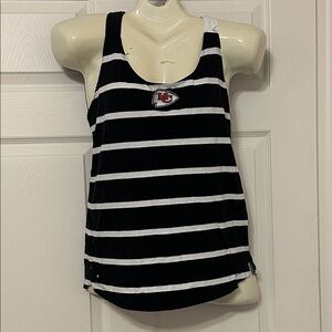 Kansas City Chiefs Striped Tank Top - Black & White by Antiqua - Size XL